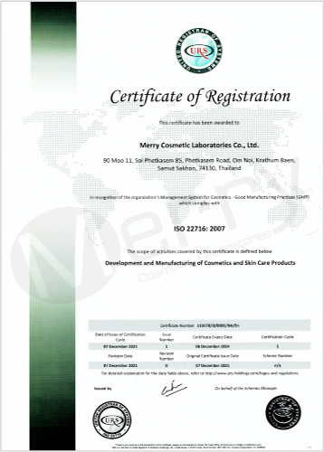 ISO 22716 Certificate